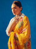 Mustard floral saree set