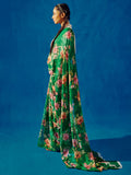 Emerald Green floral saree set
