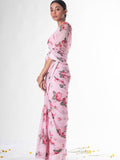 Baby pink floral saree set