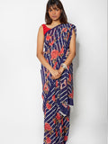 Navy floral saree set