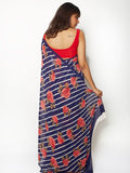 Navy floral saree set