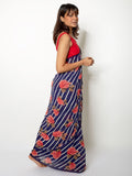 Navy floral saree set