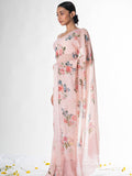 Baby pink floral saree set