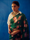 Emerald Green floral saree set