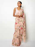 Peach pink tropical saree set