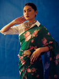 Emerald Green floral saree set
