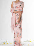 Baby pink floral saree set