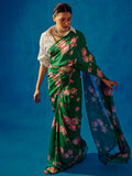 Emerald Green floral saree set