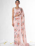 Baby pink floral saree set