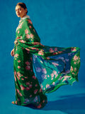 Emerald Green floral saree set