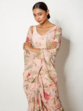 Peach pink tropical saree set