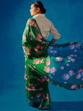 Emerald Green floral saree set