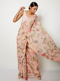 Peach pink tropical saree set