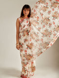 Ivory floral saree set