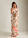 Ivory floral saree set
