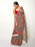 Brown floral saree set
