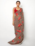Brown floral saree set