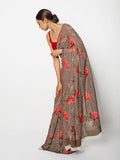 Brown floral saree set