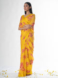 Mustard floral saree set