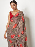 Brown floral saree set