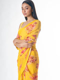 Mustard floral saree set