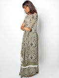 Pale Olive floral saree set