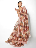 Dusty geometric saree set