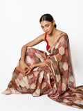 Dusty geometric saree set