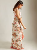 Ivory floral saree set