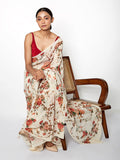 Ivory floral saree set