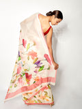 Ivory floral abstract saree set
