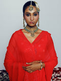 Hand Dyed Red mukaish saree