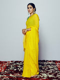 Hand Dyed Yellow mukaish saree