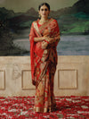 Red floral saree set