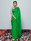Hand Dyed Green mukaish saree