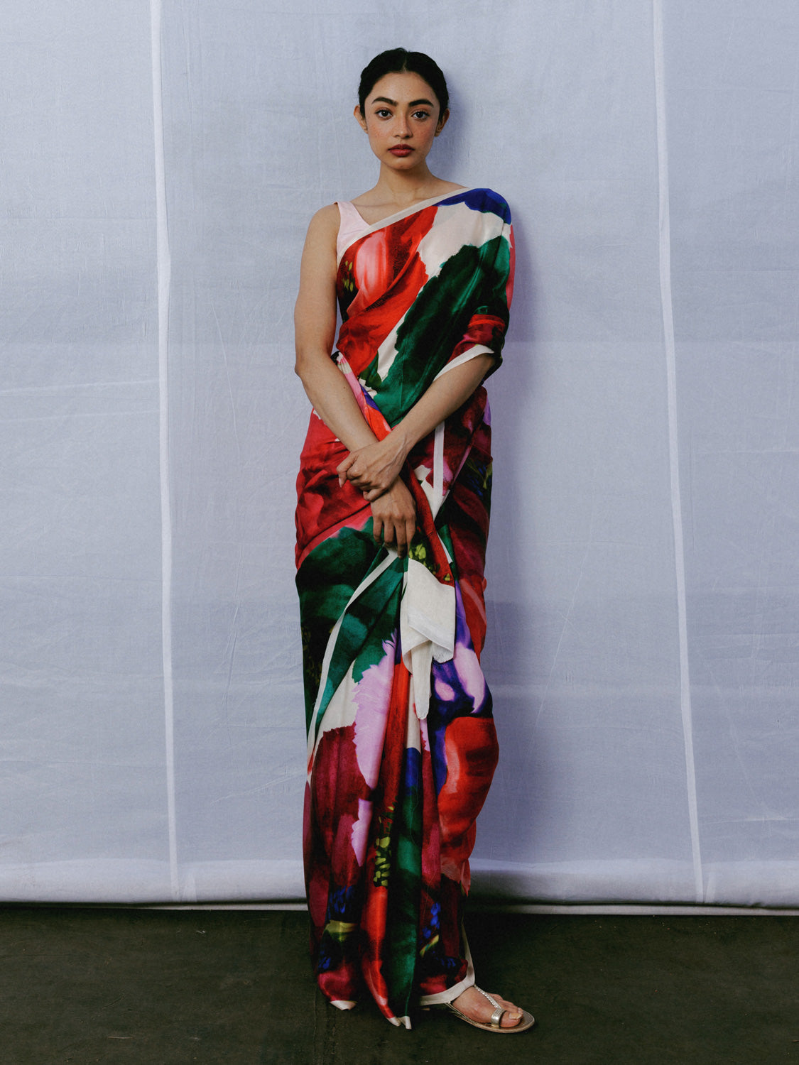 Large abstract floral saree set – thesilkstory