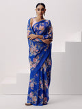 Blue floral saree