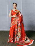 Abstract water color floral saree set