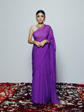 Hand Dyed Purple mukaish saree