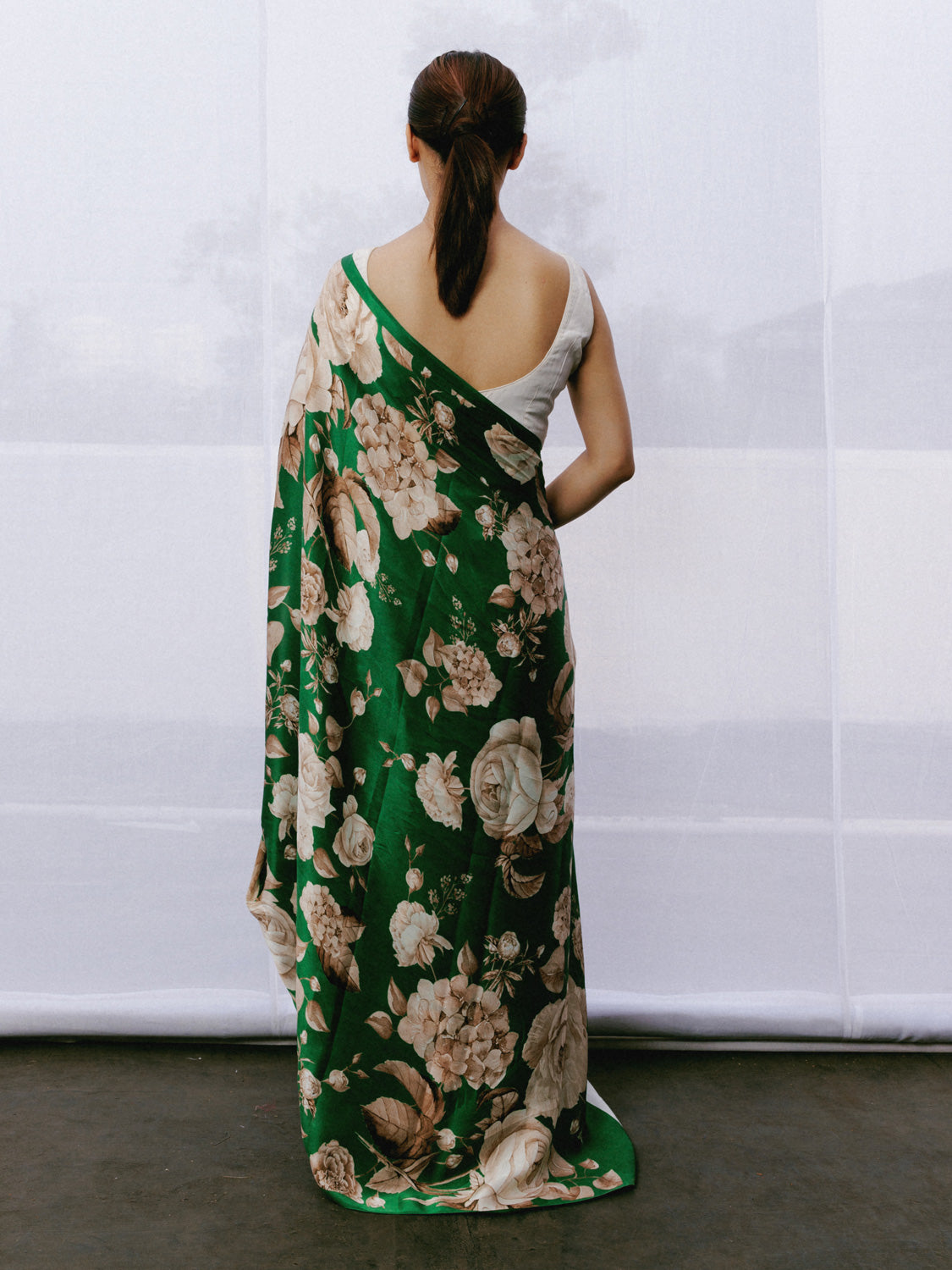 Single Color Function Sarees Single tone floral saree set – thesilkstory