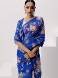 Blue floral saree