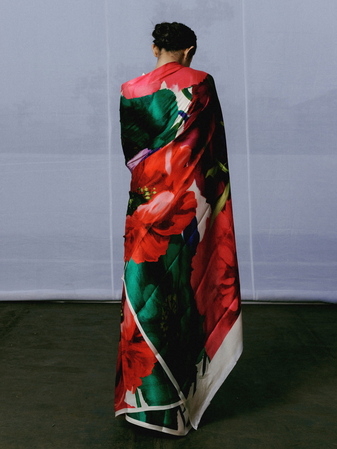Large abstract floral saree set – thesilkstory