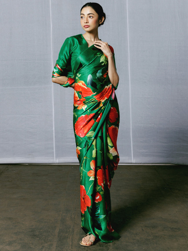 Large hand painted floral saree set