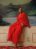 Hand Dyed Red mukaish saree