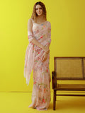 Light pink floral jaal saree set
