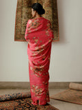 Nude Pink floral bunch saree set