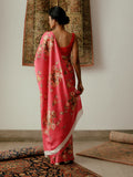 Nude Pink floral bunch saree set