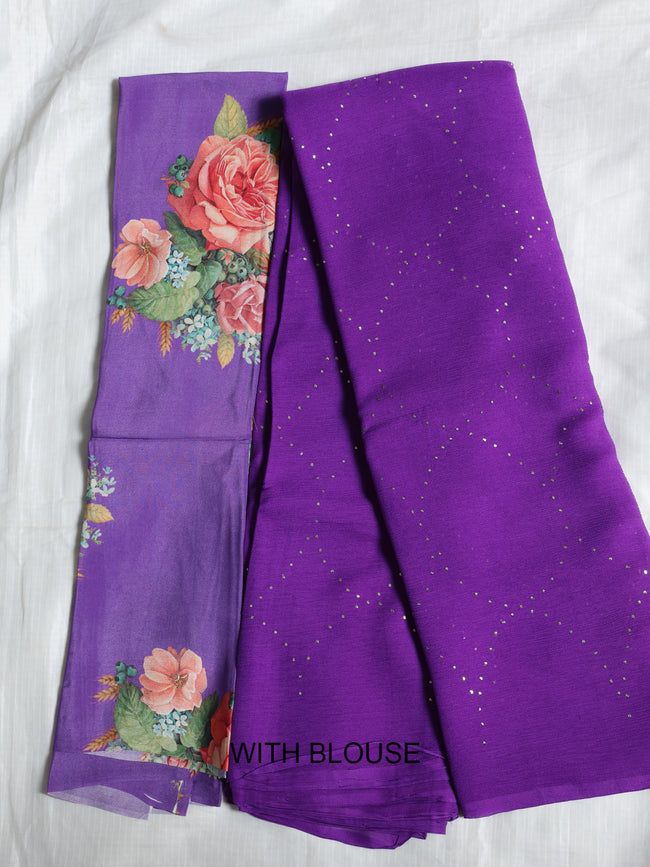 Hand Dyed Purple mukaish saree