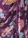 Purple floral saree