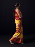 Mustard Kanjivaram floral print saree